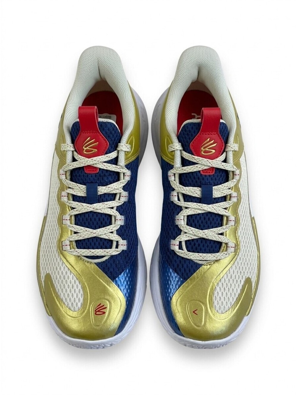 Under Armour Curry 11 Championship Mindset Basketball Shoes Kids 5.5Y Gold Navy